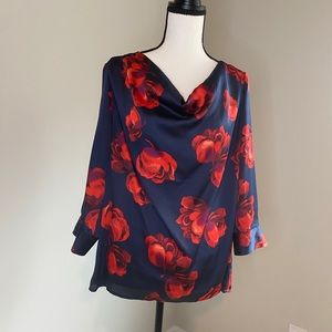 Like new navy/red floral blouse